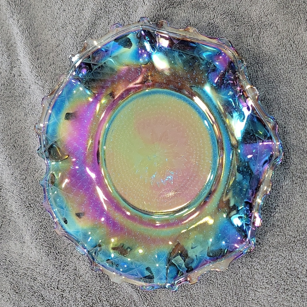 Vintage Blue Carnival Glass Hostess Plate!!
